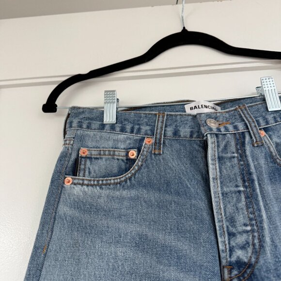 Balenciaga Archetype Denim Jeans Blue Sz 26 Straight Leg High Rise - Picture 8 of 11
